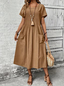 Mirabel Pleated Linen Dress