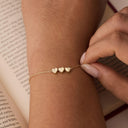 Heart Initial Bracelet, Custom Letters on Heart Charms, 18K Gold Plated Stainless Steel, 1 to 5 Letters