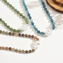 Boho Bead Necklace, Handmade Glass Bead Necklace, Green, Blue, Rose or Khaki