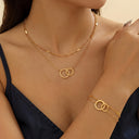 Interlocking Hoop Necklace and Bracelet Set, Layered Jewellery Set, Gold or Silver