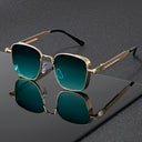 Biarritz square tinted fashion glasses with side shields and a gold frame, view 7