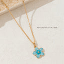 Flower Pendant Necklace for Women, Gold Tone with Enamel Petals