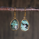Sculpted Stone Gold Earrings