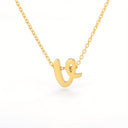 Old English Initial Necklace, Gothic Letter Pendant, 18K Gold Plated Stainless Steel