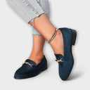 Trudy faux suede loafers with metal accent, view 5