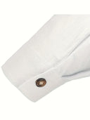 Broome Men's Mandarin Collar Cotton Linen Long Sleeve Shirt, view 23