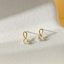 Cross Stud Earrings for Women, Small Faux Pearl Cross, 14K Gold Plated