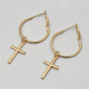 Cross Earrings for Women, Large Cross Drop Earrings, Gold or Silver