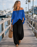 Lexi off-shoulder two-piece set with split sleeves and palazzo pants, view 3
