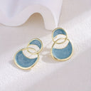 Circle Drop Earrings for Women, Gold Enamel Double Circle Statement Earrings