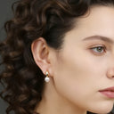 Pearl Hoop Earrings for Women, Small Faux Pearl Hoops, 18K Gold Plated