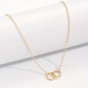 Double Circle Necklace for Women, Gold Interlocking Circle Pendant