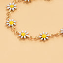 Gold Daisy Anklet, Enamel Flower Ankle Bracelet 21 cm, Dainty Summer Anklet for Women | Marliva