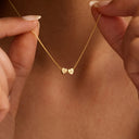 Heart Initial Necklace, Custom Letters on Tiny Hearts, Stainless Steel, 1 to 5 Letters, Gold or Silver
