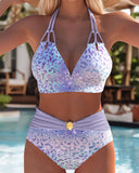 Asha printed bikini set with bra style top