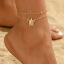Nerina Sea Charm Anklet with turtle charm