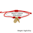 Red String Cross Bracelet, Braided Cord with 18K Gold Plated Cross Charm