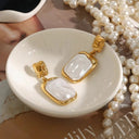 Priya Gold Pearl Earrings, view 4