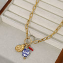 Seashell and Tulip Pendant Necklace, Gold Stainless Steel Necklace for Women