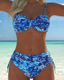 Avery abstract print bikini set with thin straps, view 4