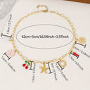 Starfish and Cherry Charm Necklace, Gold Tone Summer Charm Necklace for Women