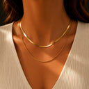 Snake Chain Necklace Set of 2, Stainless Steel Layered Necklaces, Gold or Silver