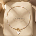 White Heart Bead Choker Necklace for Women, Beaded Choker with Toggle Clasp
