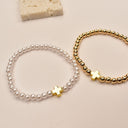 Sasha Pearl and Gold Bead Cross Bracelet Set, view 2