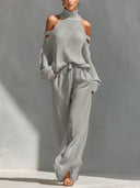 Zoya off-shoulder two-piece set with wide-leg trousers, view 4
