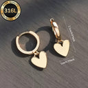 Heart Earrings for Women, 316 Stainless Steel, Hypoallergenic, Gold or Silver