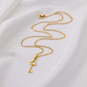 Clover Key Pendant Necklace, Stainless Steel, 18K Gold Plated or Silver
