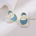 Circle Drop Earrings for Women, Gold Enamel Double Circle Statement Earrings