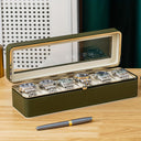 Emilia 6 Compartment Watch Organiser Box with Clear Lid, view 4