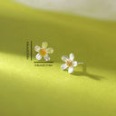 Daisy Stud Earrings for Women, Small Silver Flower Studs
