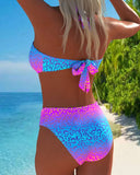 Adelina halter neck bikini set in gradient leopard print, view 16