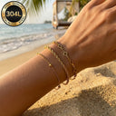 Chain Bracelet Set of 3, 304L Stainless Steel, 18K Gold Plated or Silver