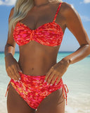 Avery abstract print bikini set with thin straps, view 8