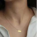 Crown Pendant Necklace for Women, Stainless Steel, 18K Gold Plated or Silver