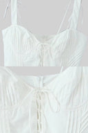 Corset Style Sleeveless Dress With Lace-Up Front Detailing - White