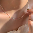 Water Wave Chain Necklace, Silver Plated Dainty Chain for Women