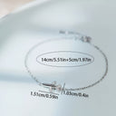 Airplane Charm Bracelet, Adjustable Silver Bracelet with Cubic Zirconia