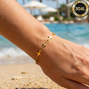 Cross Chain Bracelet for Women, 304L Stainless Steel, 18K Gold Plated or Steel
