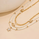 Pearl and Starfish Necklace Set of 3, Boho Beach Bead Necklaces for Women