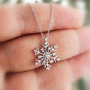 Snowflake Necklace for Women, Cubic Zirconia Pendant, Silver, Gold or Rose Gold