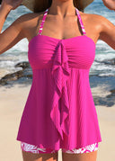 Brigitte ruffled halter neck tankini set, view 7