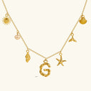 Noelle Initial Necklace with Sea Charms, view 14
