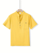 Coolangatta Men's High Collar V-Cut Short Sleeve Shirt, view 29