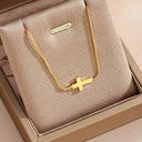 Cross Necklace for Women, Dainty 18K Gold Plated Small Cross Pendant
