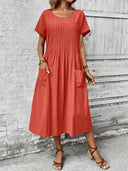 Mirabel Pleated Linen Dress