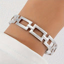 Square Bangle Bracelet for Women, Open Geometric Bangle, Gold or Silver